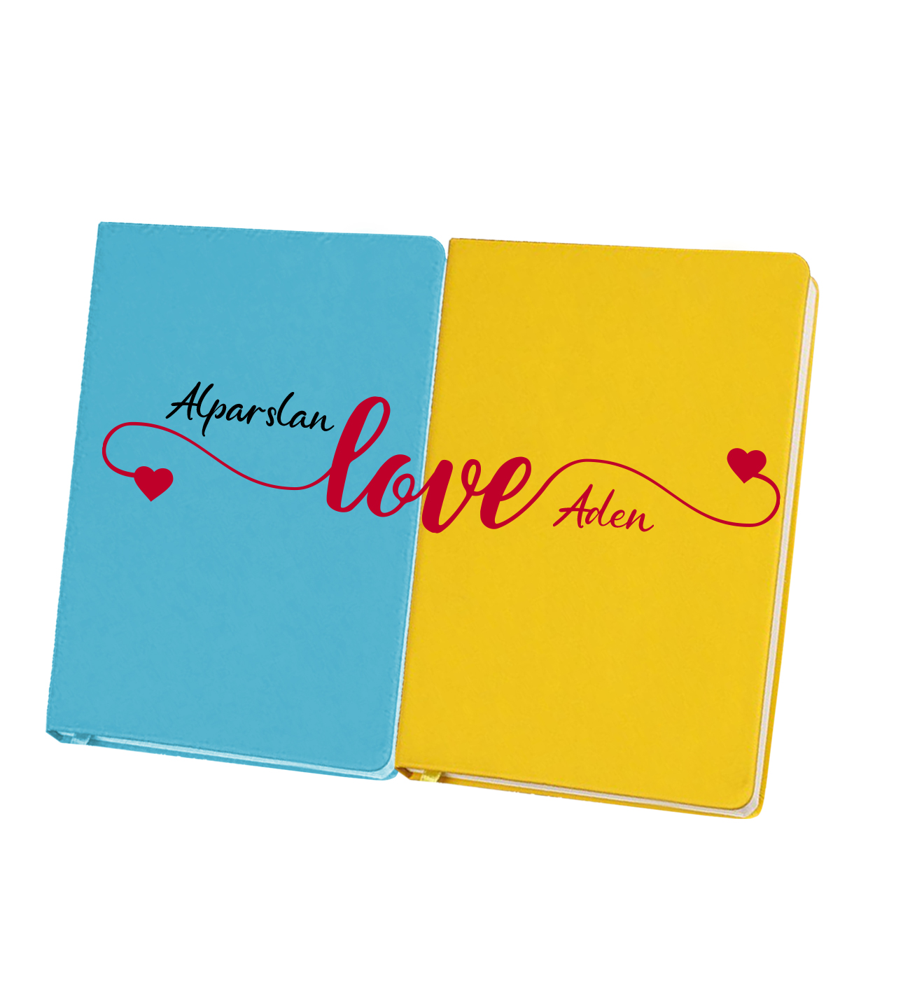 Çiftlere Kişiye Özel 2 li Love Temalı Defter