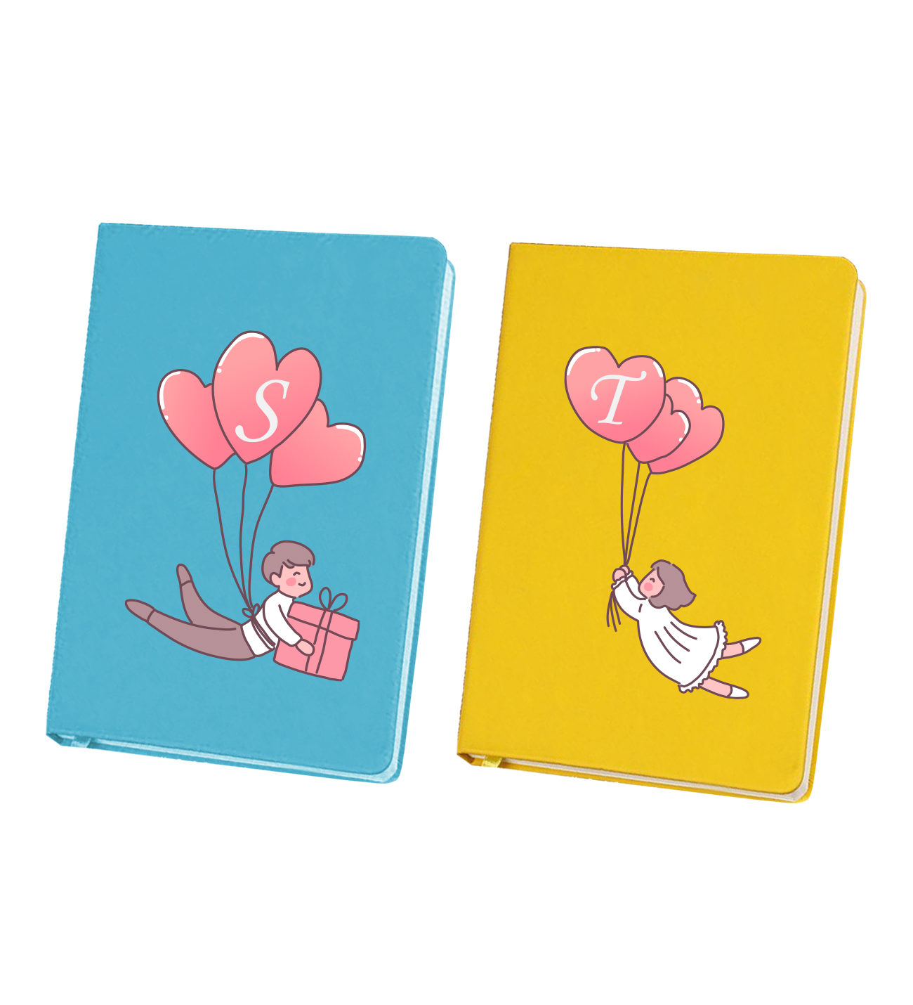 Çiftlere Kişiye Özel Kalp Temalı 2 'li  Defter