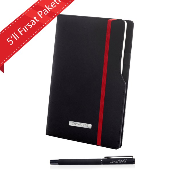 Kişiye Özel 5 'li İsme Özel Plakalı Defter & Kalem Seti Kişiye Özel 5 'li İsme Özel Plakalı Defter & Kalem Seti