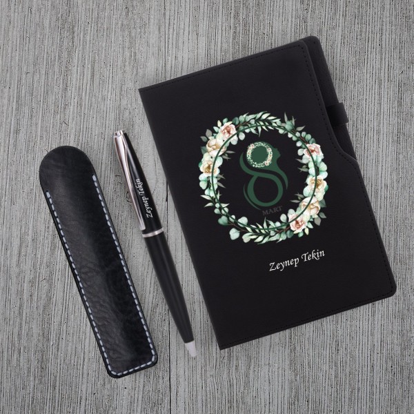 Kişiye Özel 8 Mart Dünya Kadınlar Günü Baskılı Siyah Defter Siyah Metal Tükenmez Kalem Seti Kişiye Özel 8 Mart Dünya Kadınlar Günü Baskılı Siyah Defter Siyah Metal Tükenmez Kalem Seti