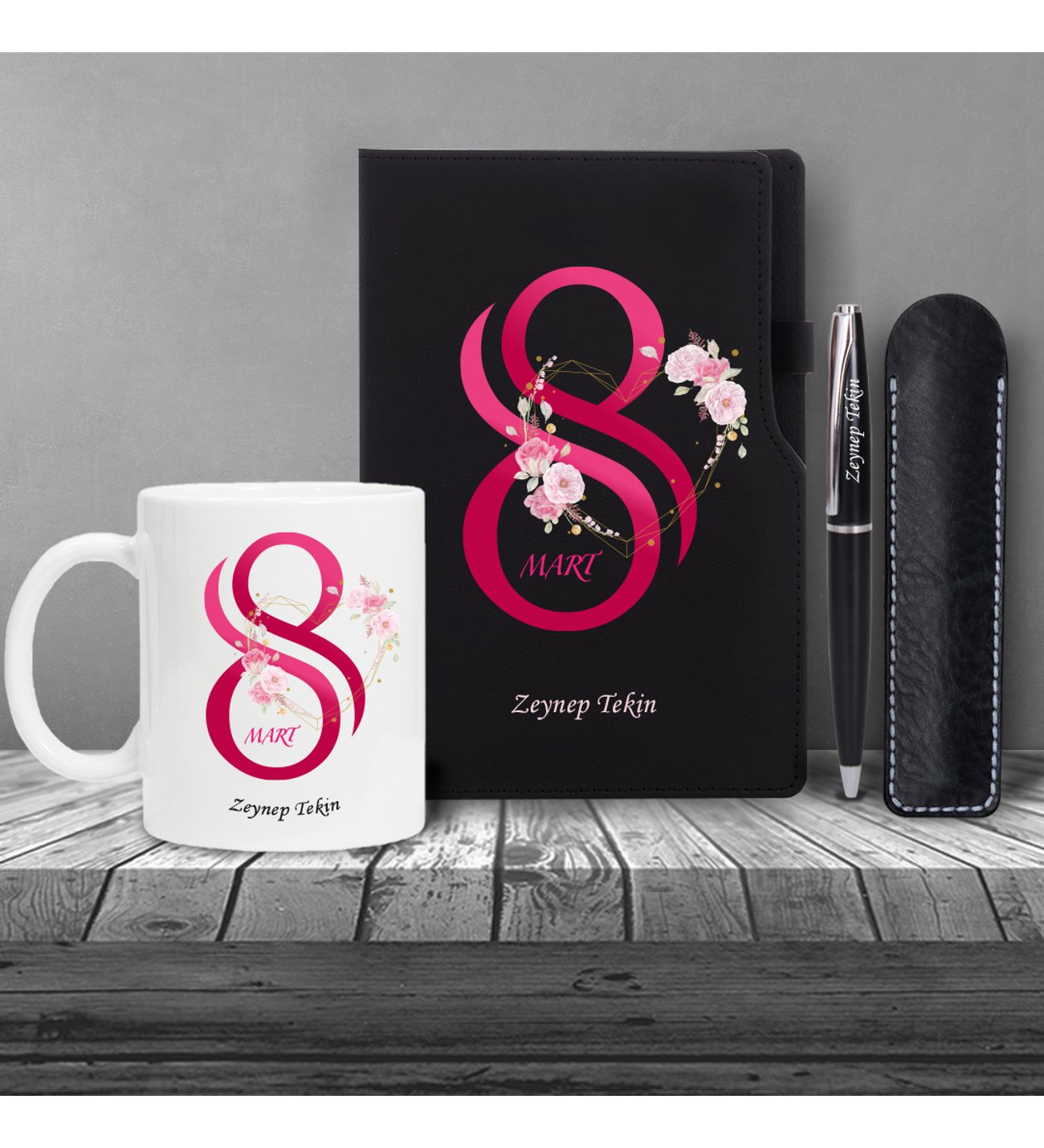 Kişiye Özel 8 Mart Dünya Kadınlar Günü Siyah Defter Siyah Metal Tükenmez Kalem ve Kupa Seti Kişiye Özel 8 Mart Dünya Kadınlar Günü Siyah Defter Siyah Metal Tükenmez Kalem ve Kupa Seti