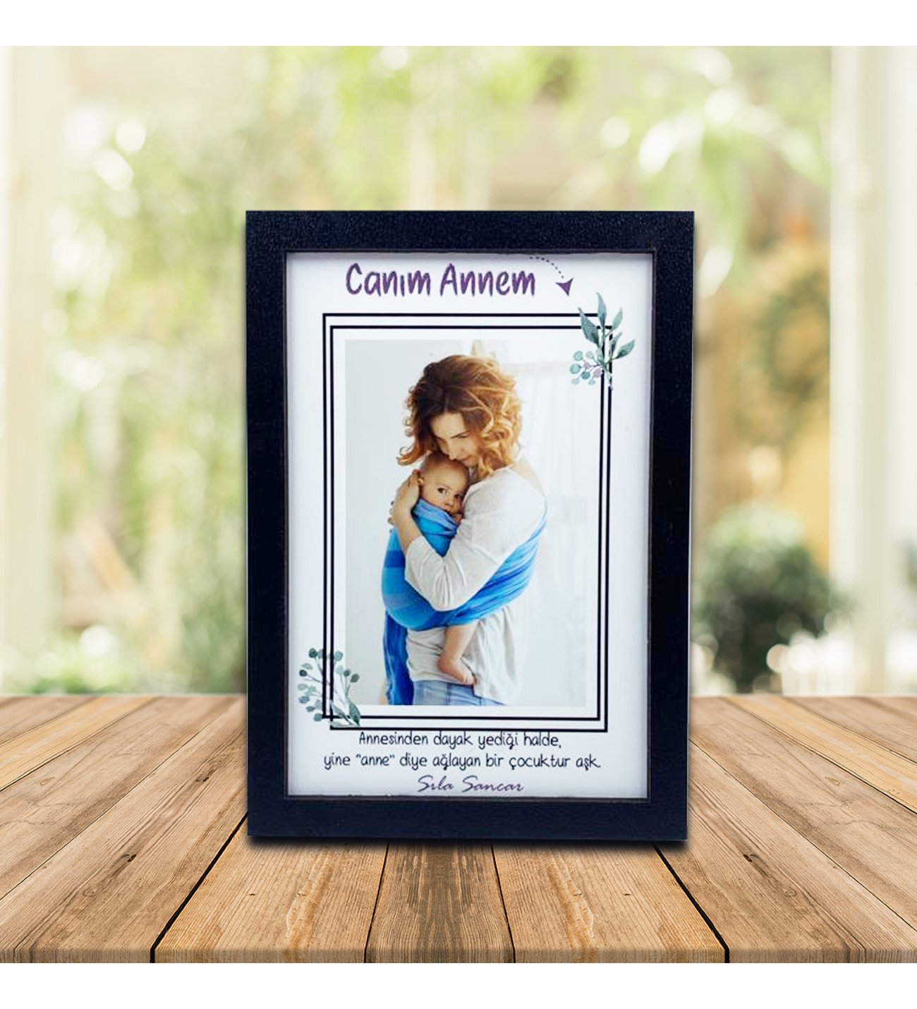 Kişiye Özel Anneler Günü Fotoğraf Baskılı Ahşap Çerçeve ve İsimli Ruby Yusufcuk Kolye Kişiye Özel Anneler Günü Fotoğraf Baskılı Ahşap Çerçeve ve İsimli Ruby Yusufcuk Kolye