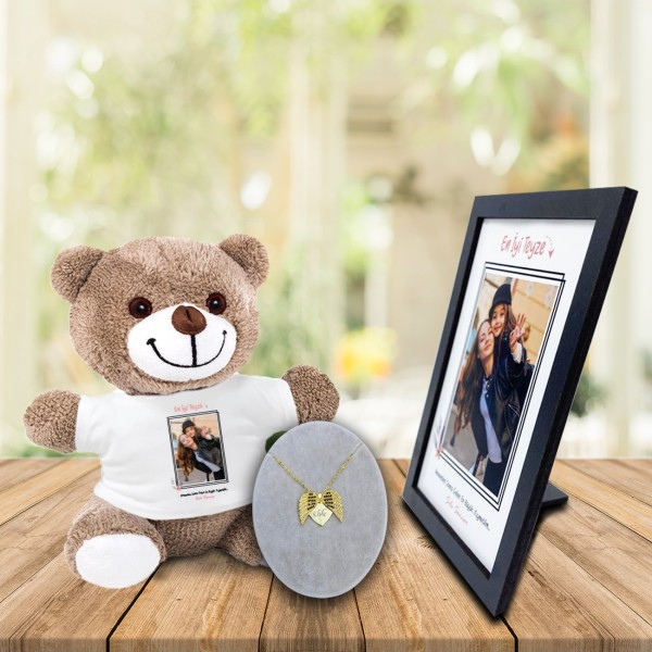 Kişiye Özel Anneler Günü Fotoğraf Baskılı En İyi Teyze Ahşap Çerçeve & İsimli Açılır Melek Kanadı Kolye ve Tişört Baskılı Peluş Ayıcık Kişiye Özel Anneler Günü Fotoğraf Baskılı En İyi Teyze Ahşap Çerçeve & İsimli Açılır Melek Kanadı Kolye ve Tişört Baskılı Peluş Ayıcık