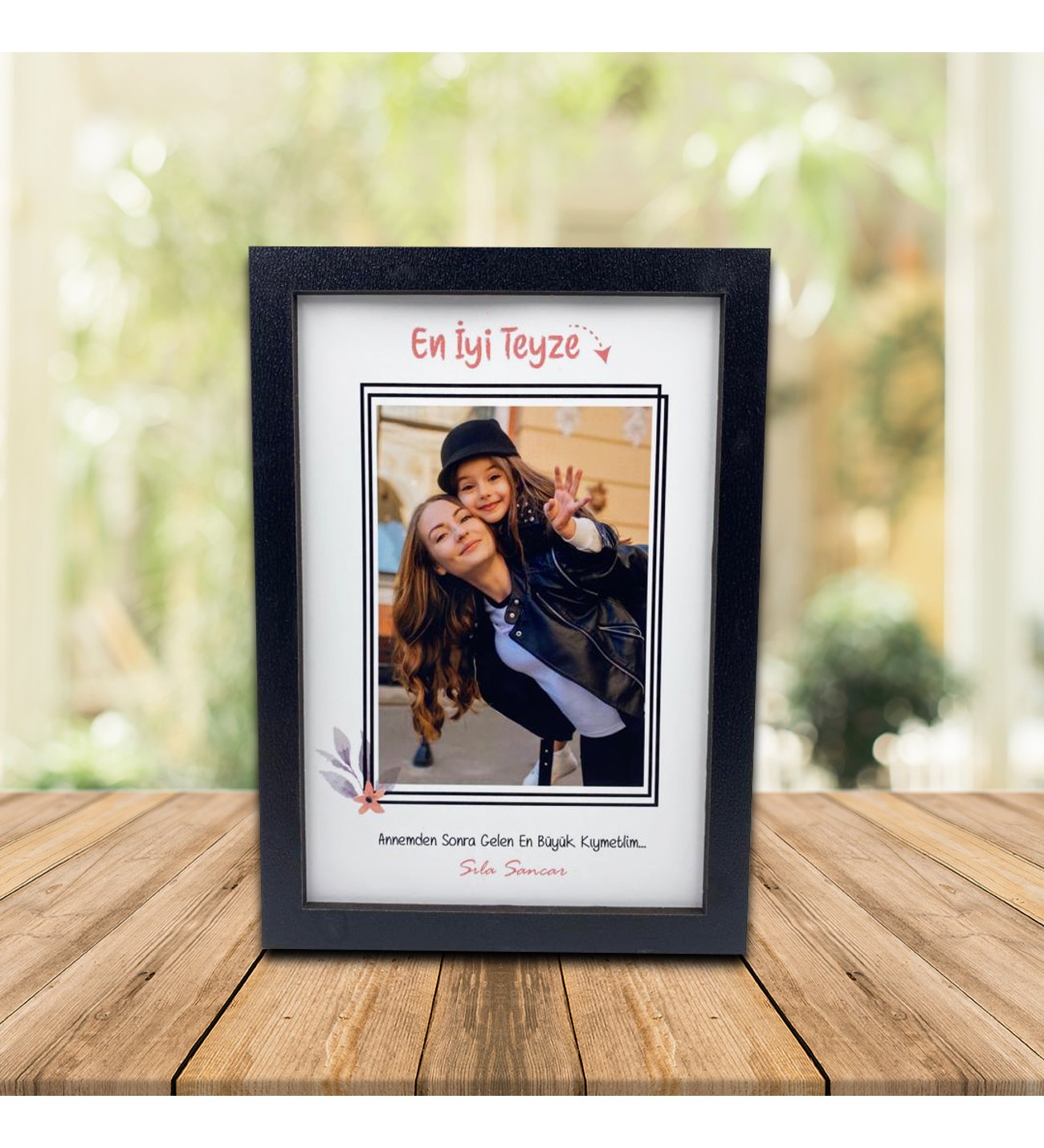 Kişiye Özel Anneler Günü Fotoğraf Baskılı En İyi Teyze Ahşap Çerçeve ve İsimli Firuze Yusufcuk Kolye Kişiye Özel Anneler Günü Fotoğraf Baskılı En İyi Teyze Ahşap Çerçeve ve İsimli Firuze Yusufcuk Kolye