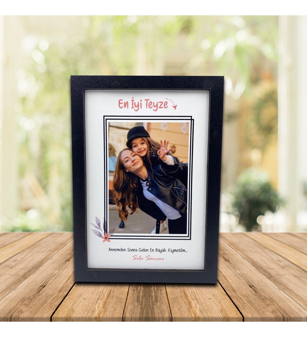 Kişiye Özel Anneler Günü Fotoğraf Baskılı En İyi Teyze Ahşap Çerçeve ve Ruby Kolye Kişiye Özel Anneler Günü Fotoğraf Baskılı En İyi Teyze Ahşap Çerçeve ve Ruby Kolye