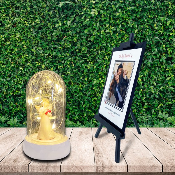 Kişiye Özel Anneler Günü Fotoğraflı En İyi Teyze Şövale & Işıklı Kalp Tutan Melek Cam Fanus Kişiye Özel Anneler Günü Fotoğraflı En İyi Teyze Şövale & Işıklı Kalp Tutan Melek Cam Fanus