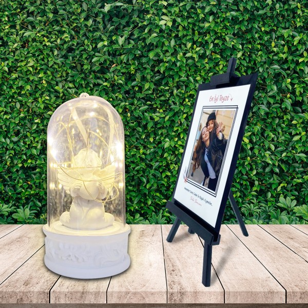 Kişiye Özel Anneler Günü Fotoğraflı En İyi Teyze Şövale & Kalpli Romantik Melek Işıklı Fanus Kişiye Özel Anneler Günü Fotoğraflı En İyi Teyze Şövale & Kalpli Romantik Melek Işıklı Fanus