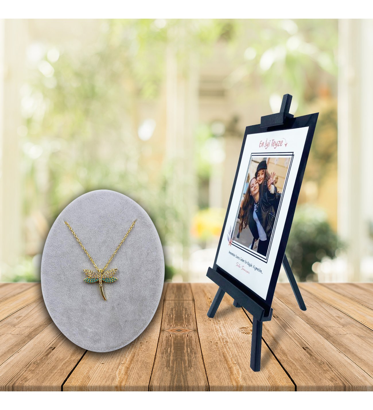 Kişiye Özel Anneler Günü Fotoğraflı En İyi Teyze Şövale ve Firuze Yusufcuk Kolye Kişiye Özel Anneler Günü Fotoğraflı En İyi Teyze Şövale ve Firuze Yusufcuk Kolye