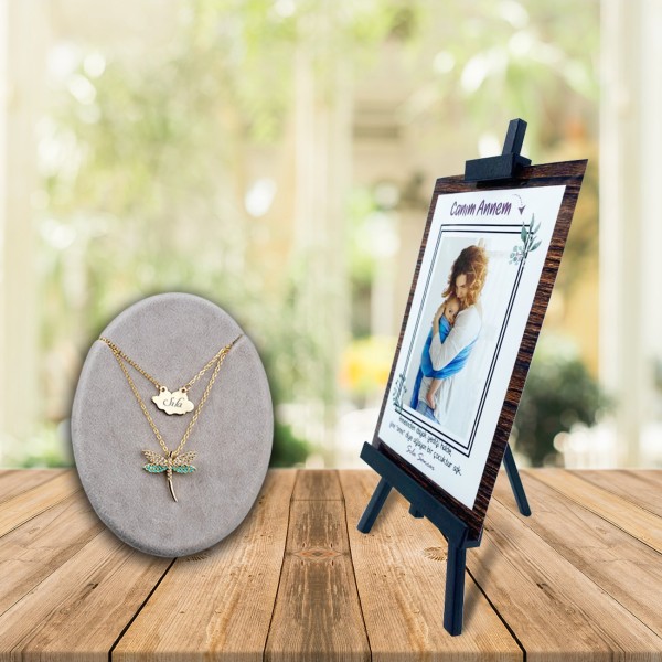 Kişiye Özel Anneler Günü Fotoğraflı Şövale ve İsimli Firuze Yusufcuk Kolye Kişiye Özel Anneler Günü Fotoğraflı Şövale ve İsimli Firuze Yusufcuk Kolye