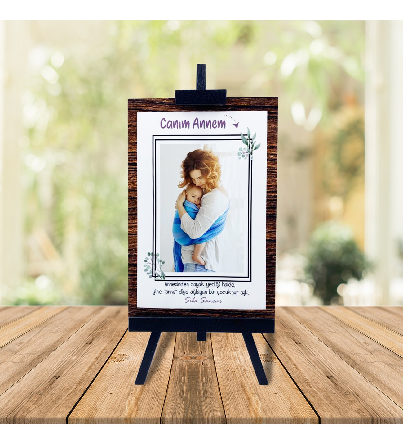 Kişiye Özel Anneler Günü Fotoğraflı Şövale ve İsimli Ruby Yusufcuk  Kolye