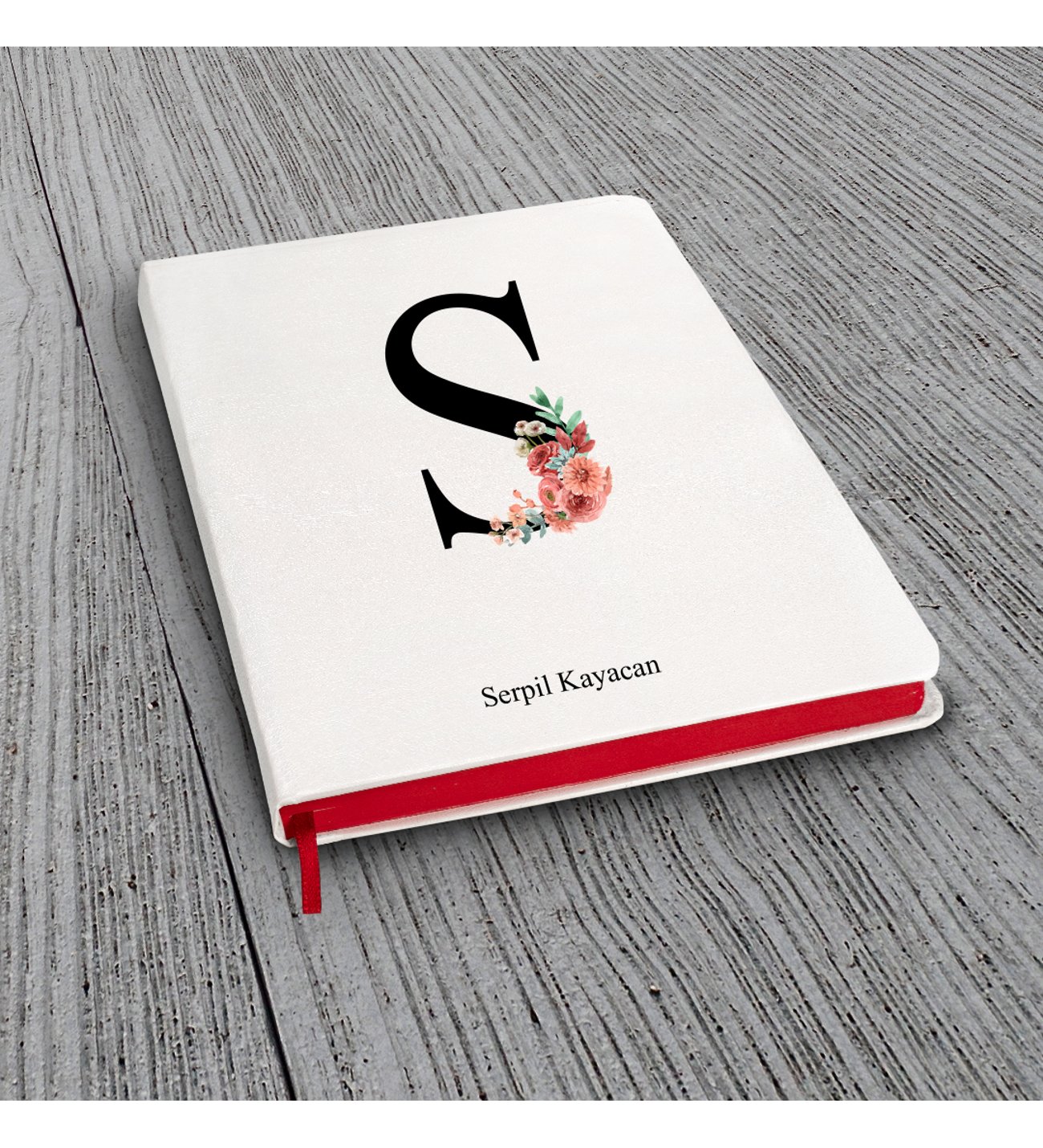 Kişiye Özel Anneler Günü Uv Baskılı Harfli Beyaz Defter ( Kırmızı Kenar ) & Beyaz Tükenmez Kalem ve Kupa