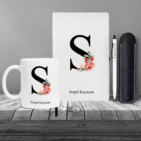Kişiye Özel Anneler Günü Uv Baskılı Harfli Beyaz Defter ( Siyah Kenar ) & Beyaz Tükenmez Kalem ve Kupa Kişiye Özel Anneler Günü Uv Baskılı Harfli Beyaz Defter ( Siyah Kenar ) & Beyaz Tükenmez Kalem ve Kupa