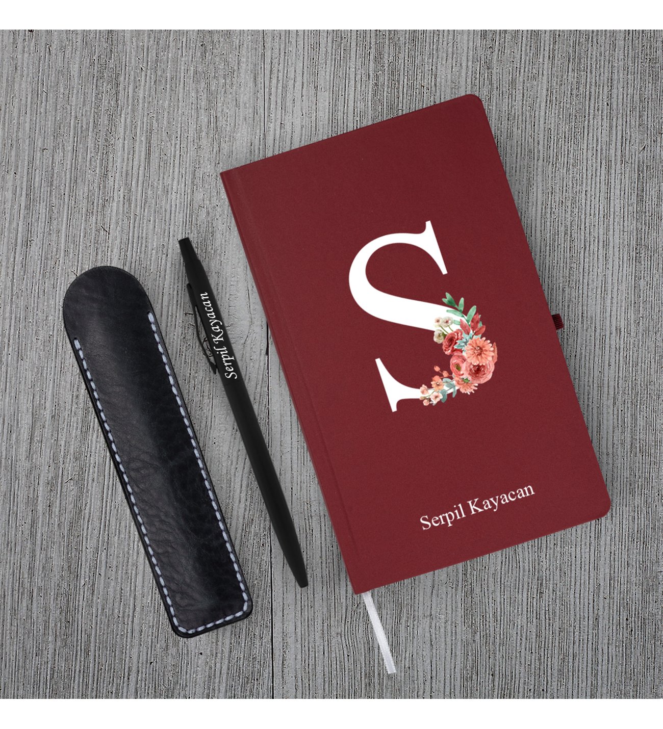 Kişiye Özel Yeni Yıl Uv Baskılı Harfli Bordo Defter & Siyah Tükenmez Kalem Kişiye Özel Yeni Yıl Uv Baskılı Harfli Bordo Defter & Siyah Tükenmez Kalem
