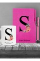 Kişiye Özel Uv Baskılı Harfli Pembe Defter & Pembe Roller Kalem ve Kupa Seti Kişiye Özel Uv Baskılı Harfli Pembe Defter & Pembe Roller Kalem ve Kupa Seti