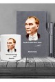 Kişiye Özel Atatürk Figürlü UV Baskılı Gri Defter & Gri Roller Kalem ve Kupa Seti Kişiye Özel Atatürk Figürlü UV Baskılı Gri Defter & Gri Roller Kalem ve Kupa Seti