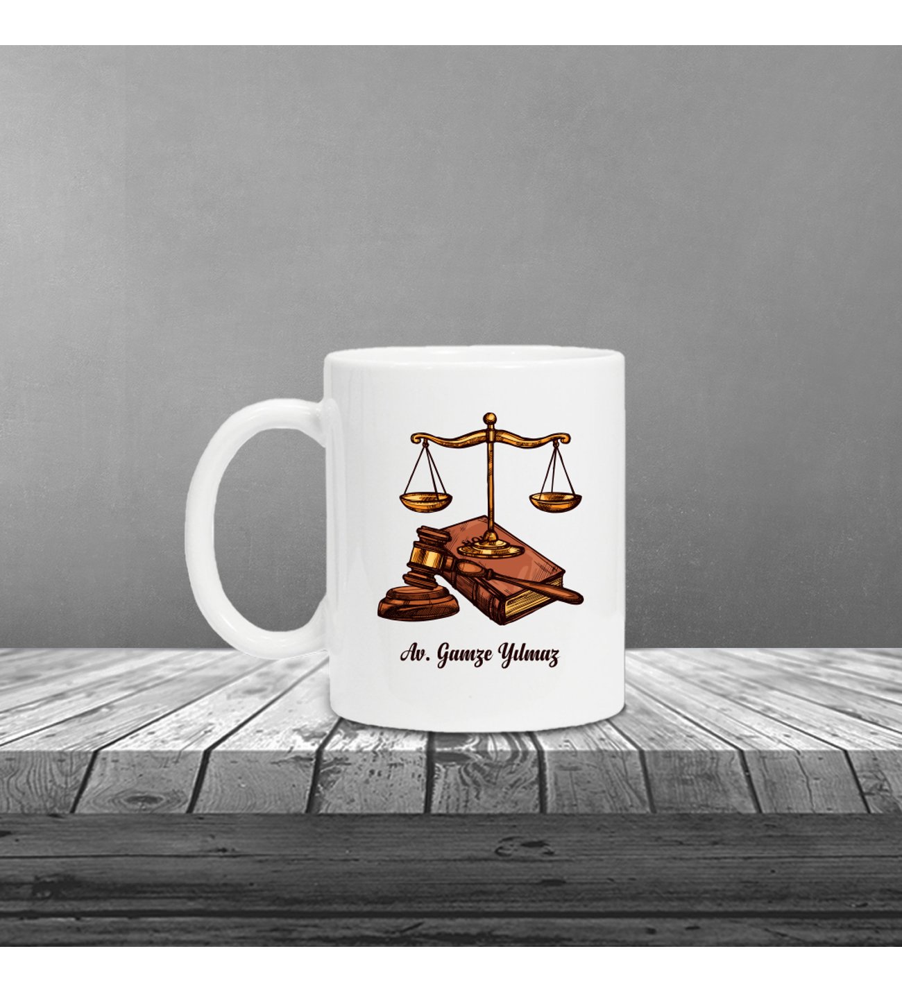 Kişiye Özel Avukat Temalı Beyaz Defter , Beyaz Roller Kalem ve Kupa Seti