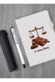 Kişiye Özel Avukat Temalı Beyaz Defter , Beyaz Roller Kalem ve Kupa Seti