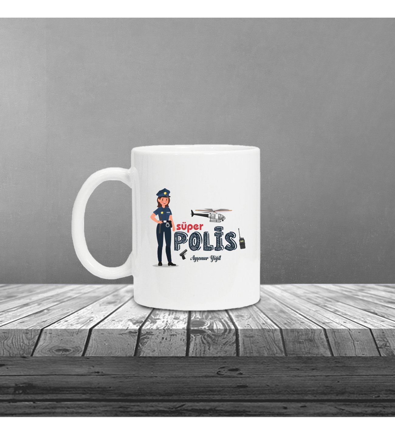 Kişiye Özel Bayan Polis Temalı Beyaz Defter & Metal Beyaz Tükenmez Kalem ve Kupa Seti Kişiye Özel Bayan Polis Temalı Beyaz Defter & Metal Beyaz Tükenmez Kalem ve Kupa Seti