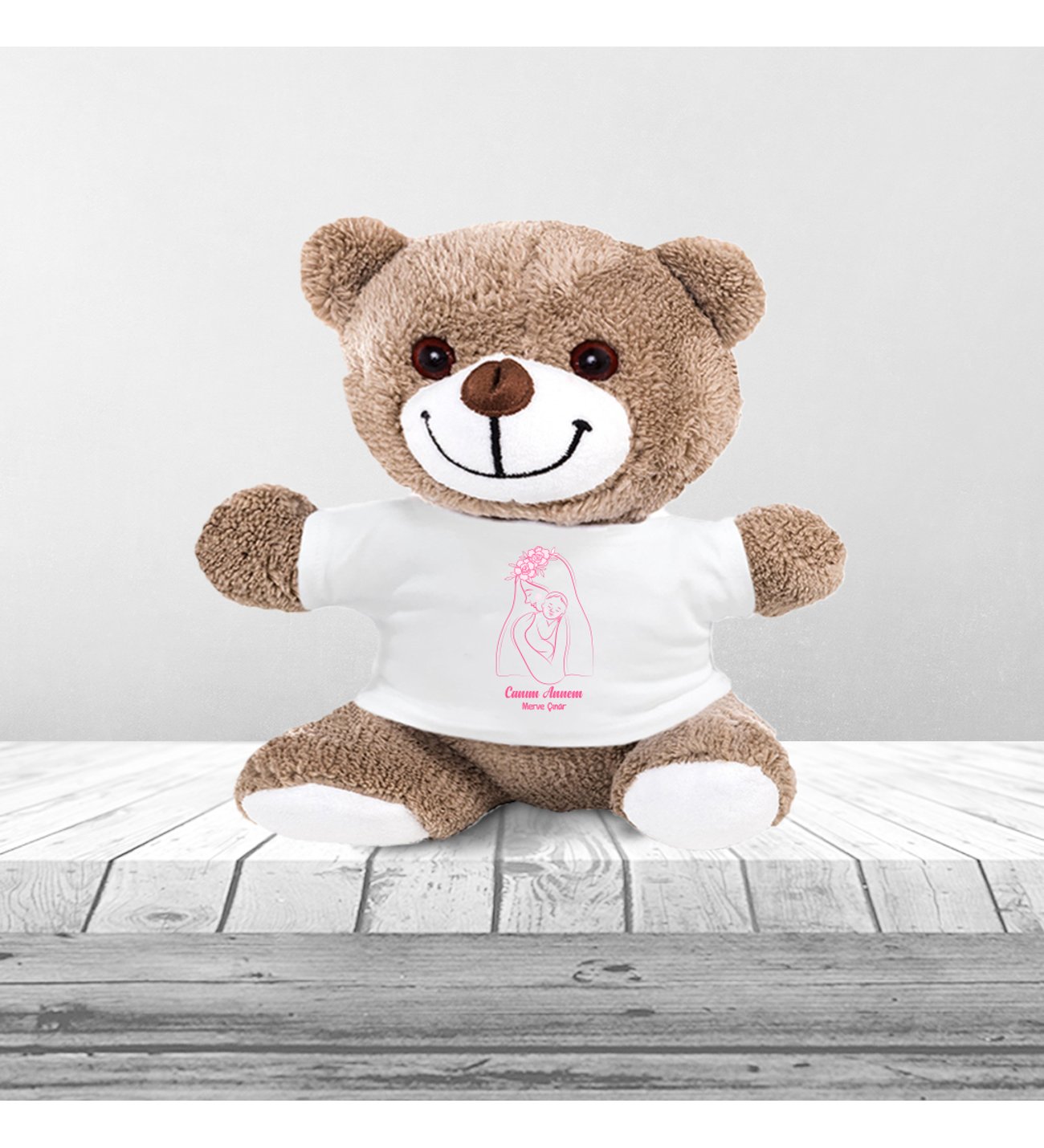 Kişiye Özel Anneler Günü Canım Annem Baskılı Peluş Ayıcık  ve Kupa