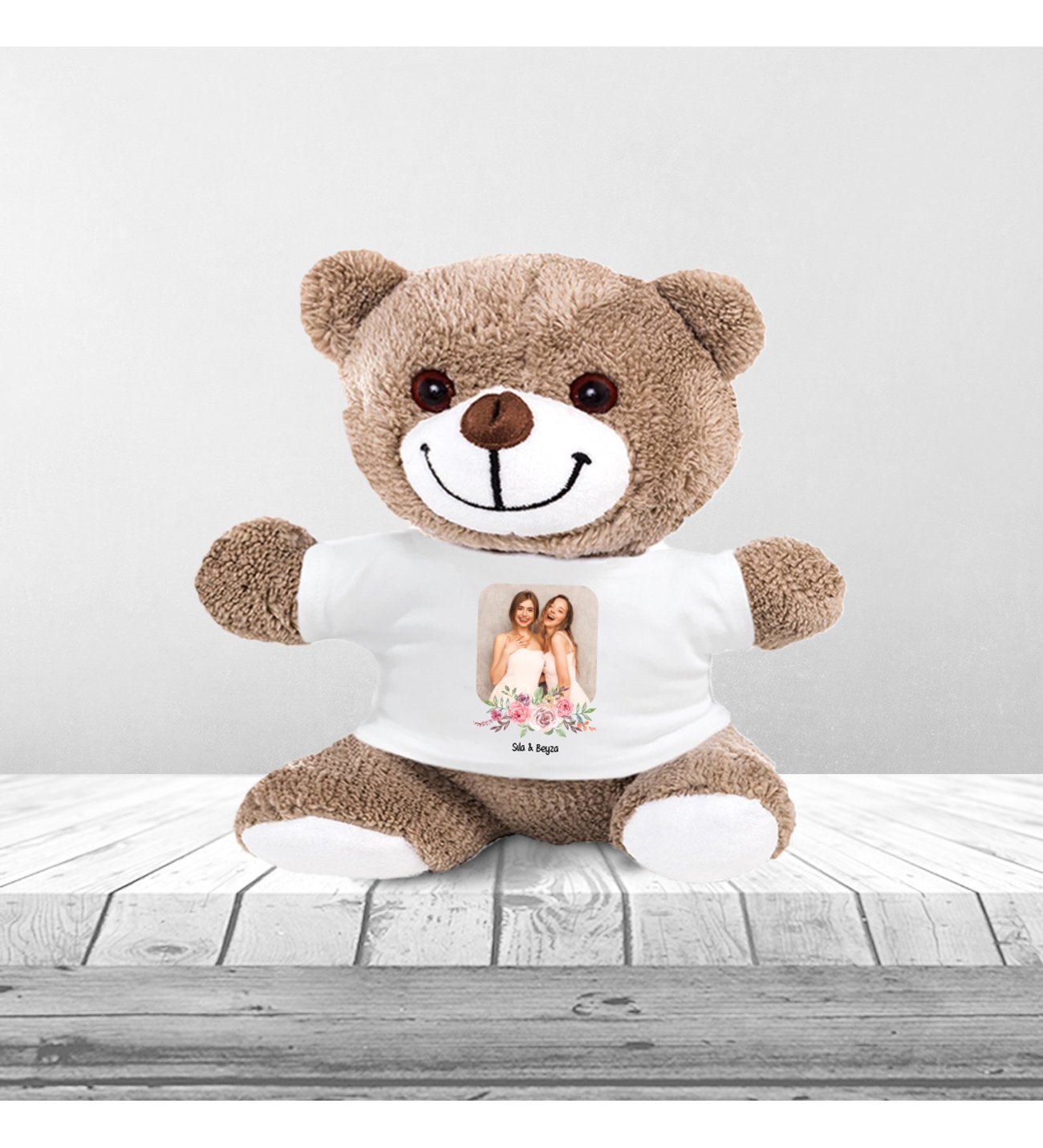 Kişiye Özel Fotoğraflı En İyi ArkadaşTemalı Peluş Ayıcık ve Kupa Seti