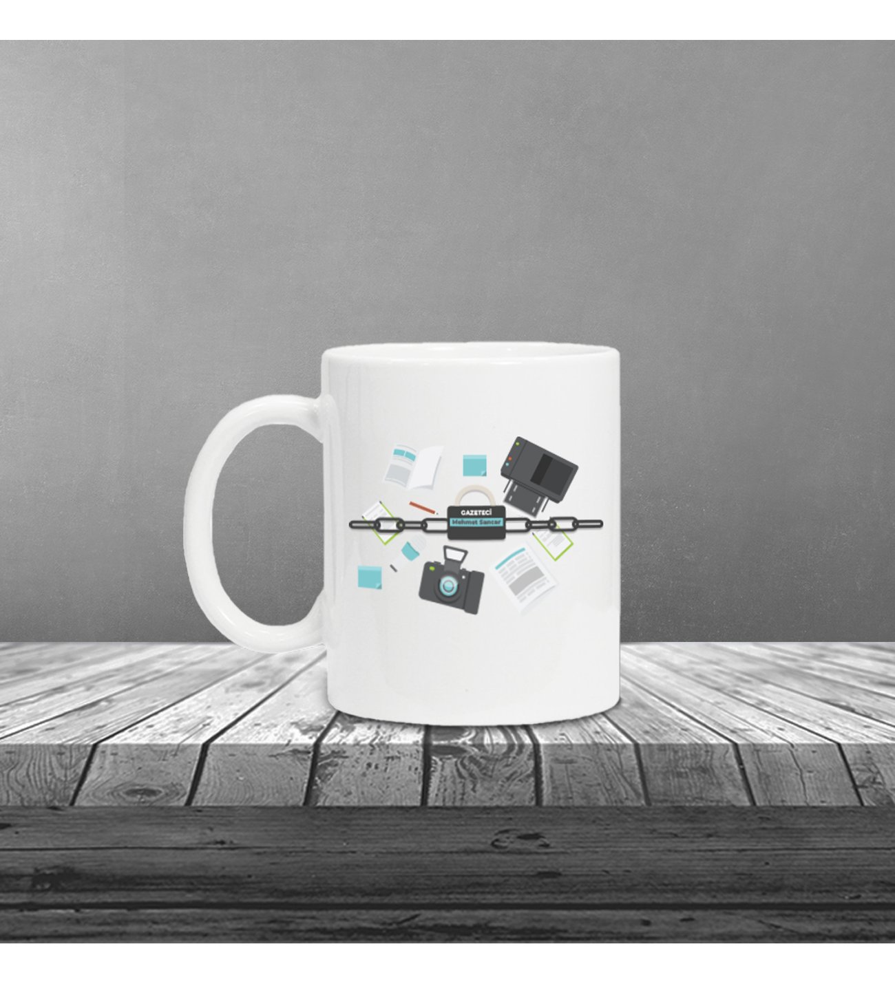 Kişiye Özel Gazeteci Temalı Siyah Defter & Siyah Roller Kalem ve Kupa Seti Kişiye Özel Gazeteci Temalı Siyah Defter & Siyah Roller Kalem ve Kupa Seti