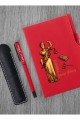 Kişiye Özel Hakim Temalı Kırmızı Defter , Kırmızı Roller Kalem ve Kupa Seti