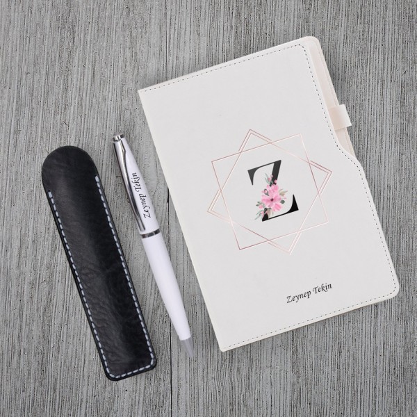 Kişiye Özel Harfli UV Baskı Beyaz Defter Metal Tükenmez Kalem Kupa Seti Kişiye Özel Harfli UV Baskı Beyaz Defter Metal Tükenmez Kalem Kupa Seti
