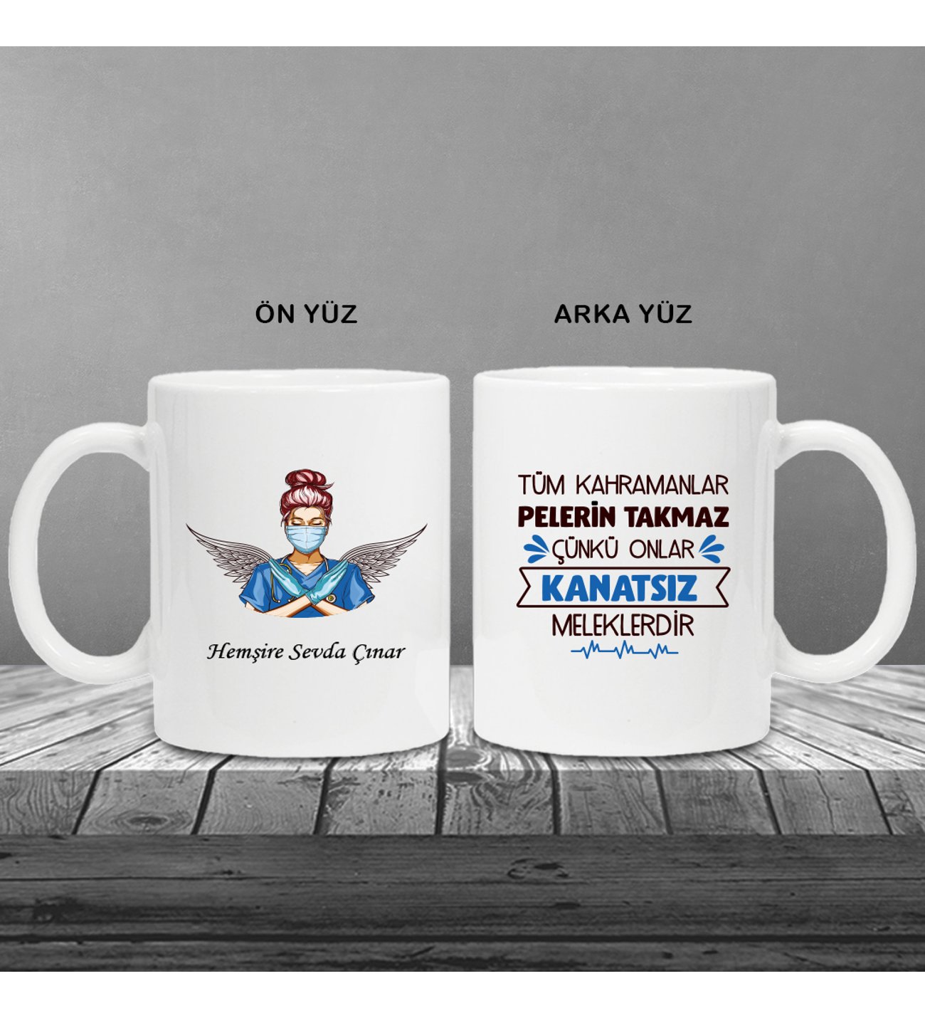 Kişiye Özel Hemşire Seti Peluş Ayıcık ve Kupa Kişiye Özel Hemşire Seti Peluş Ayıcık ve Kupa