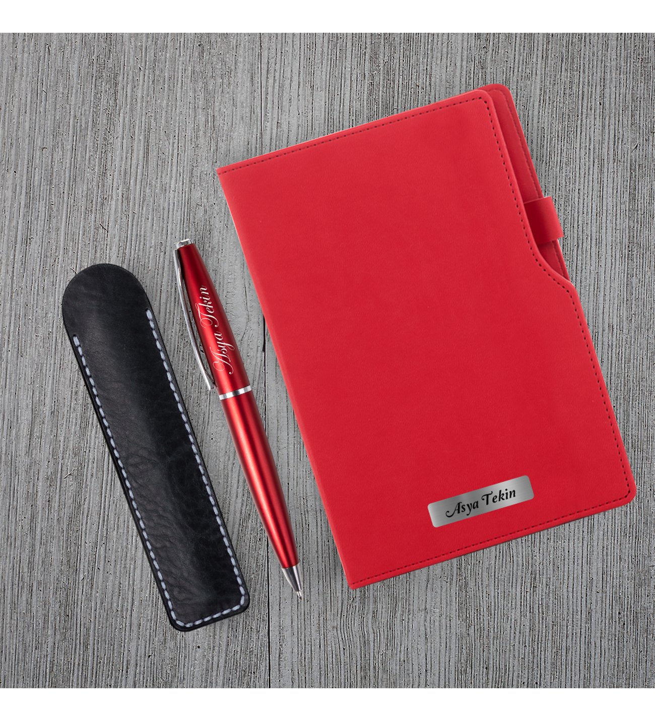 Kişiye Özel Kırmızı Defter Kırmızı Metal Tükenmez Kalem Seti Kişiye Özel Kırmızı Defter Kırmızı Metal Tükenmez Kalem Seti