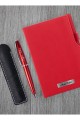 Kişiye Özel Kırmızı Defter Kırmızı Metal Tükenmez Kalem Seti Kişiye Özel Kırmızı Defter Kırmızı Metal Tükenmez Kalem Seti