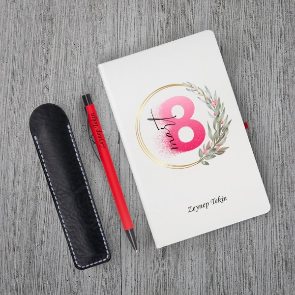 Kişiye Özel UV Baskılı 8 Mart Temalı Klasik Model Beyaz Defter ve Kırmızı Tükenmez Kalem ve Kupa Seti Kişiye Özel UV Baskılı 8 Mart Temalı Klasik Model Beyaz Defter ve Kırmızı Tükenmez Kalem ve Kupa Seti