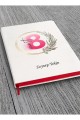 Kişiye Özel UV Baskılı 8 Mart Temalı Klasik Model  Beyaz Defter ve Kırmızı Tükenmez Kalem ve Kupa Seti