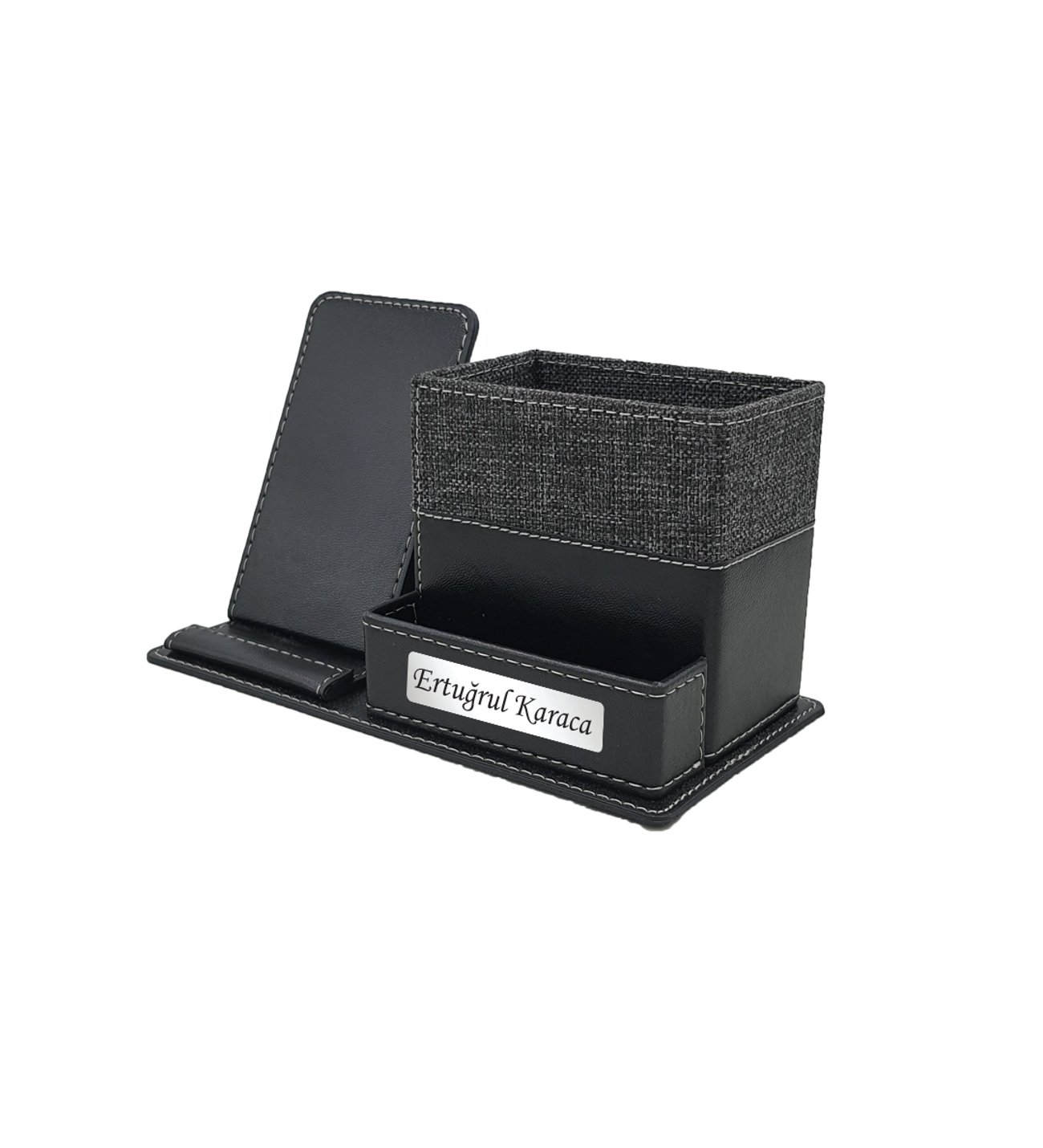 Kişiye Özel Kumaş Desenli Deri Telefon Bölmeli Kalemlik Kişiye Özel Kumaş Desenli Deri Telefon Bölmeli Kalemlik