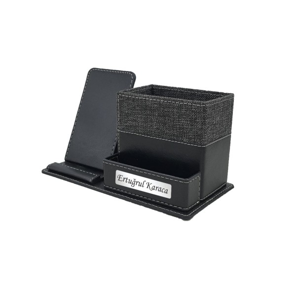 Kişiye Özel Kumaş Desenli Deri Telefon Bölmeli Kalemlik Kişiye Özel Kumaş Desenli Deri Telefon Bölmeli Kalemlik