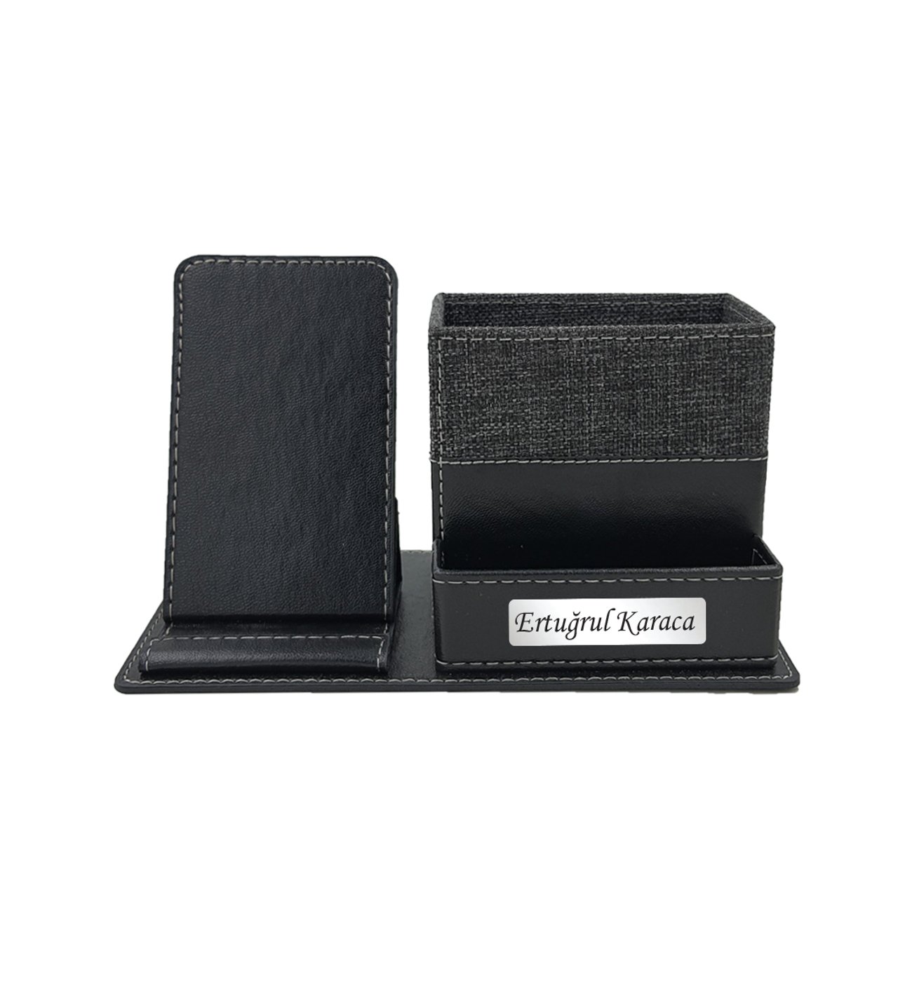 Kişiye Özel Kumaş Desenli Deri Telefon Bölmeli Kalemlik Kişiye Özel Kumaş Desenli Deri Telefon Bölmeli Kalemlik