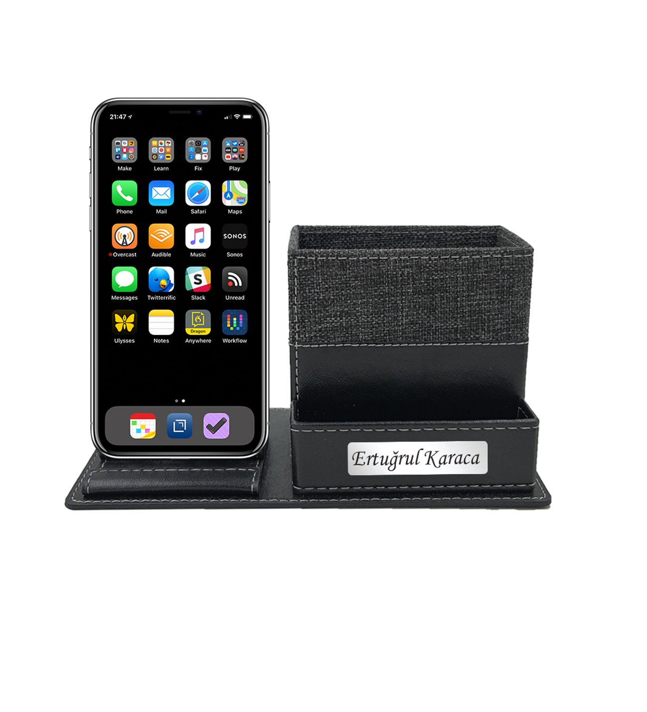 Kişiye Özel Kumaş Desenli Deri Telefon Bölmeli Kalemlik Kişiye Özel Kumaş Desenli Deri Telefon Bölmeli Kalemlik