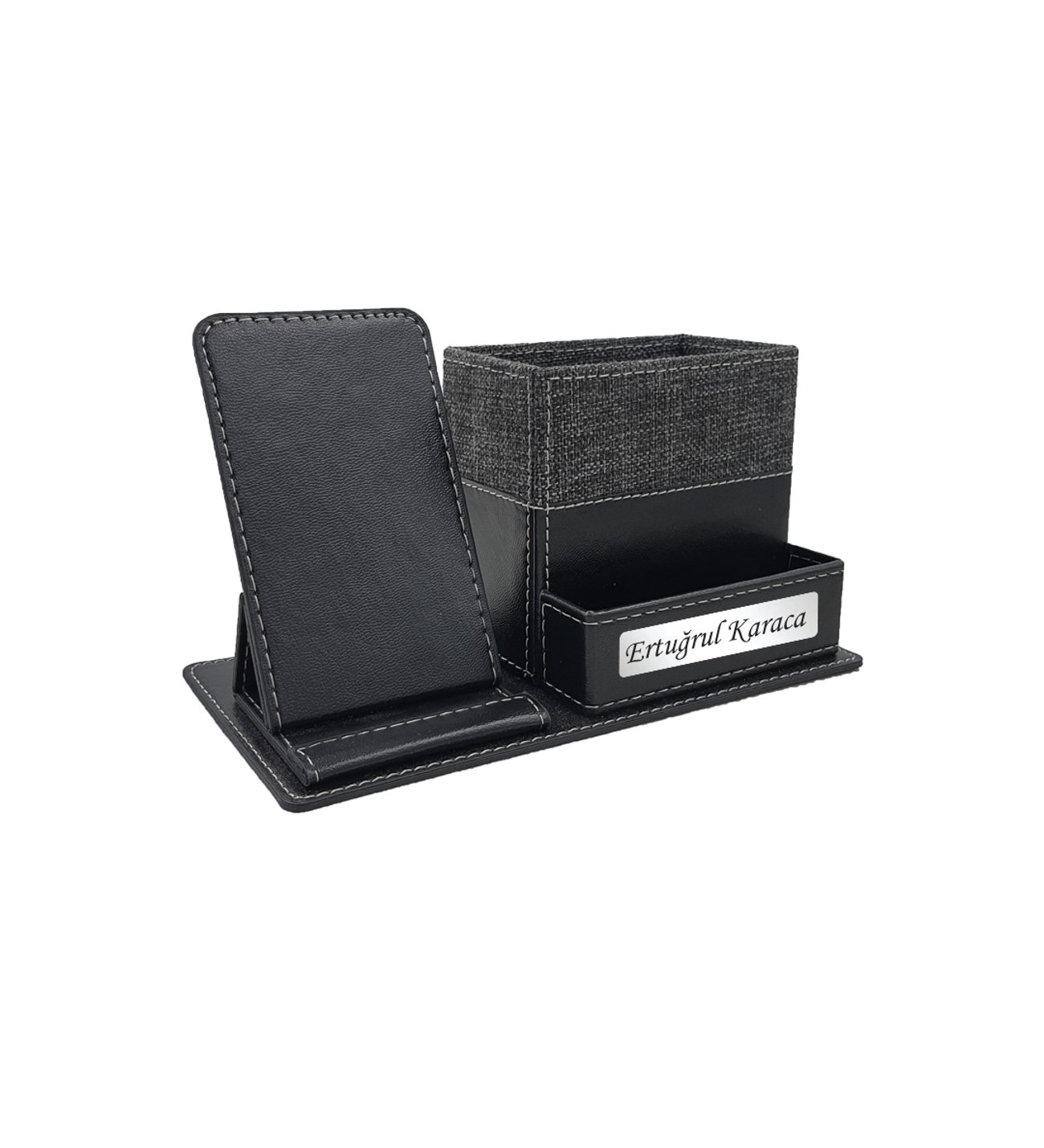 Kişiye Özel Kumaş Desenli Deri Telefon Bölmeli Kalemlik Kişiye Özel Kumaş Desenli Deri Telefon Bölmeli Kalemlik