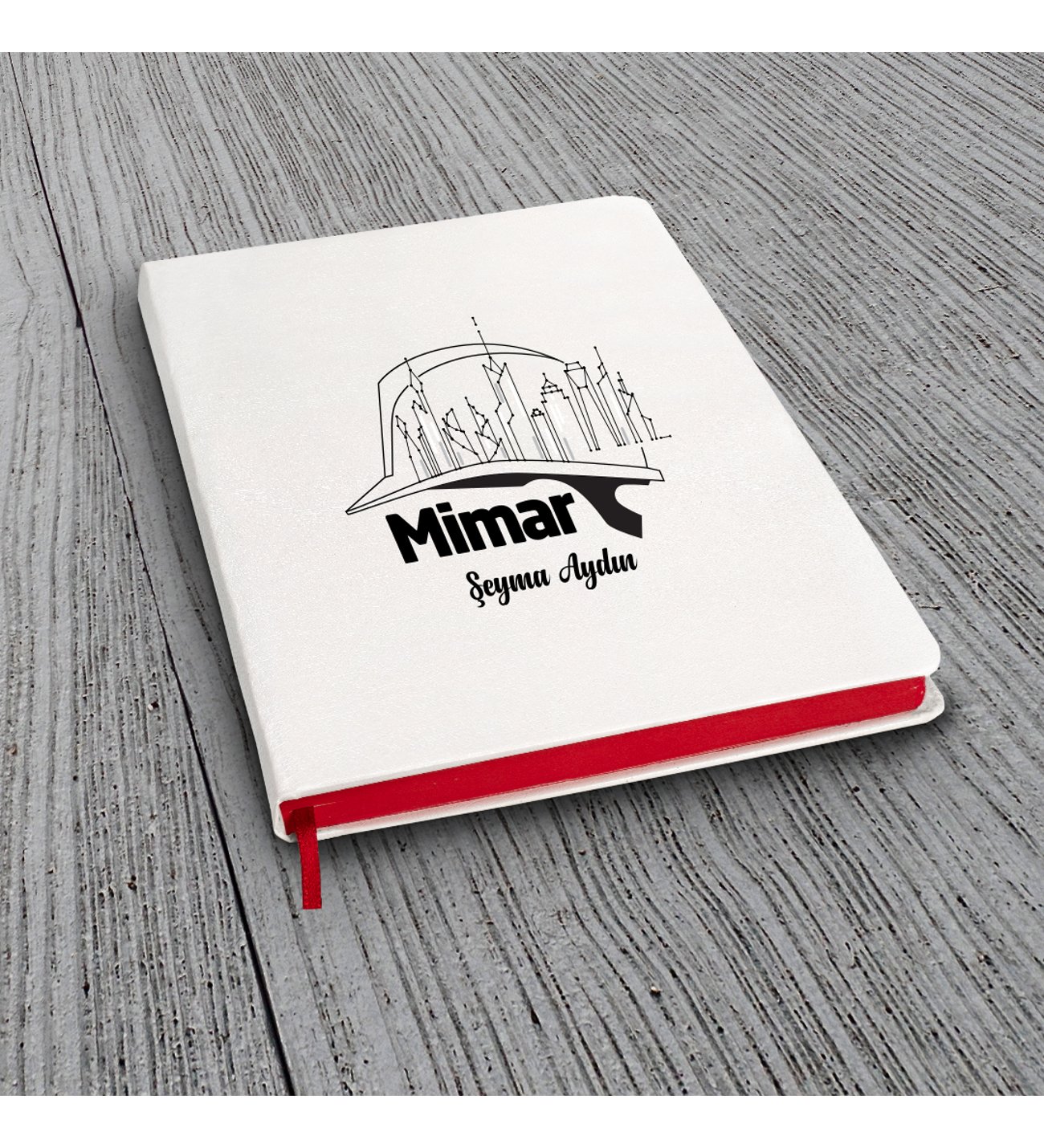 Kişiye Özel Mimar  Seti Beyaz Defter Metal & Beyaz Metal Tükenmez Kalem ve Kupa