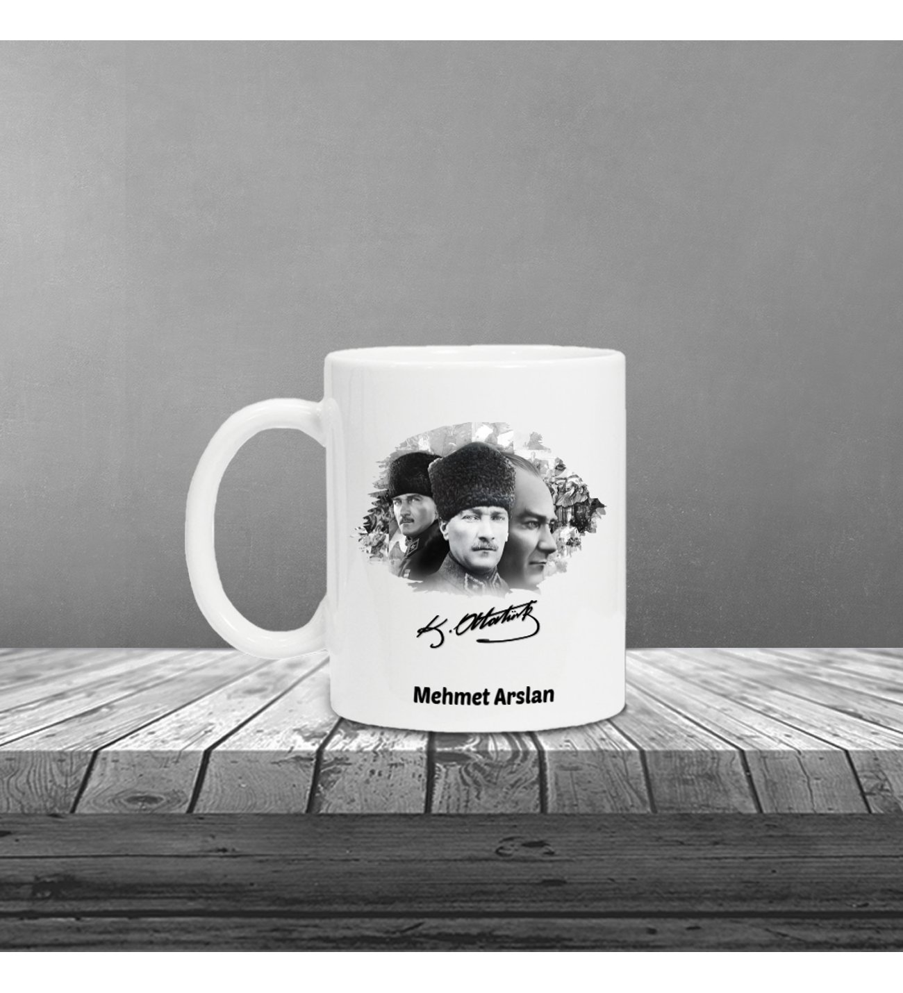 Kişiye Özel Mustafa Kemal Atatürk İmza Baskılı Kupa