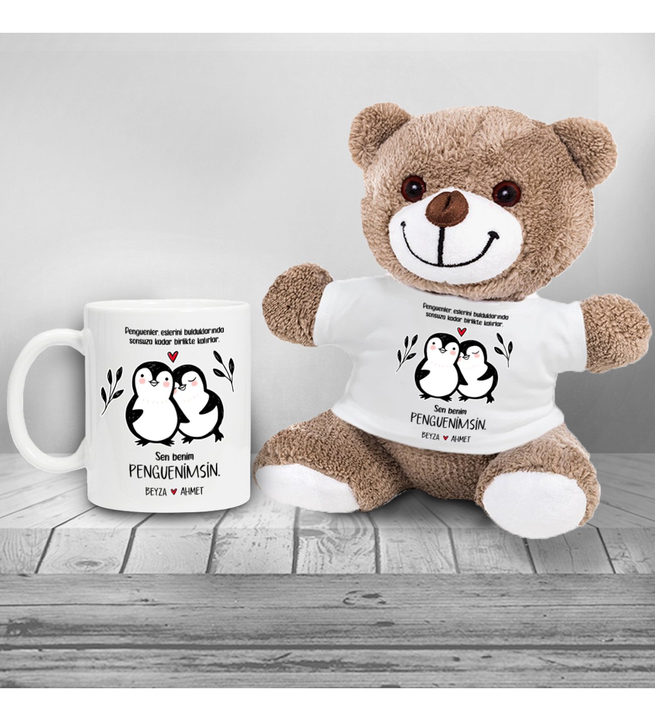 Kişiye Özel Peluş Ayıcık Ve Kupa Seti Kişiye Özel Peluş Ayıcık Ve Kupa Seti