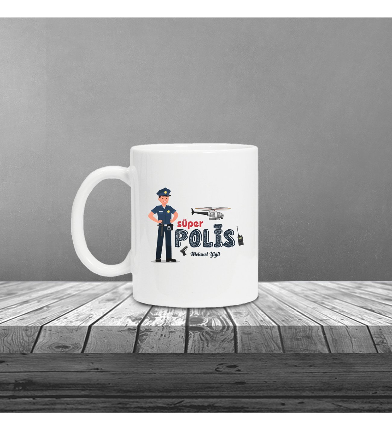 Kişiye Özel Polis Temalı  Kupa Erkek Figürlü