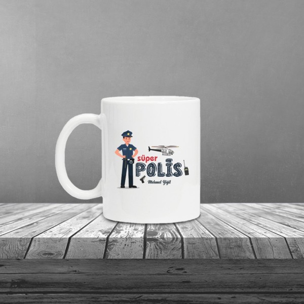 Kişiye Özel Polis Temalı  Kupa Erkek Figürlü