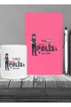 Kişiye Özel Polis Temalı Pembe Defter & Metal Beyaz Tükenmez Kalem ve Kupa Seti