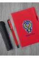 Kişiye Özel Polis Temalı UV Baskılı Kırmızı Defter & Kırmızı Roller  Kalem ve Kupa Seti