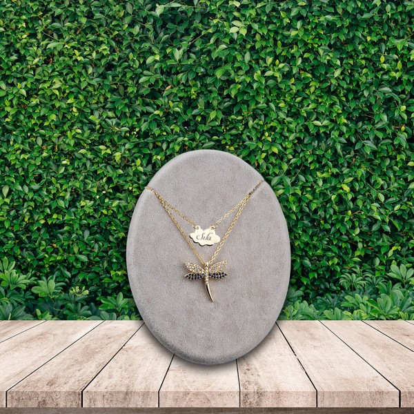 Kişiye Özel Safir Yusufcuk Kolye ve Işıklı Kalp Tutan Melek Cam Fanus Kişiye Özel Safir Yusufcuk Kolye ve Işıklı Kalp Tutan Melek Cam Fanus