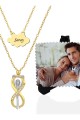 Kişiye Özel Sevgiliye Fotoğraf Baskılı Ahşap Ayaklı ve Sonsuzluk Çifti Kolye Kişiye Özel Sevgiliye Fotoğraf Baskılı Ahşap Ayaklı ve Sonsuzluk Çifti Kolye