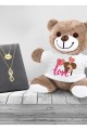 Kişiye Özel Sonsuzluk Çifti Kolye Love Baskılı Peluş Ayıcık