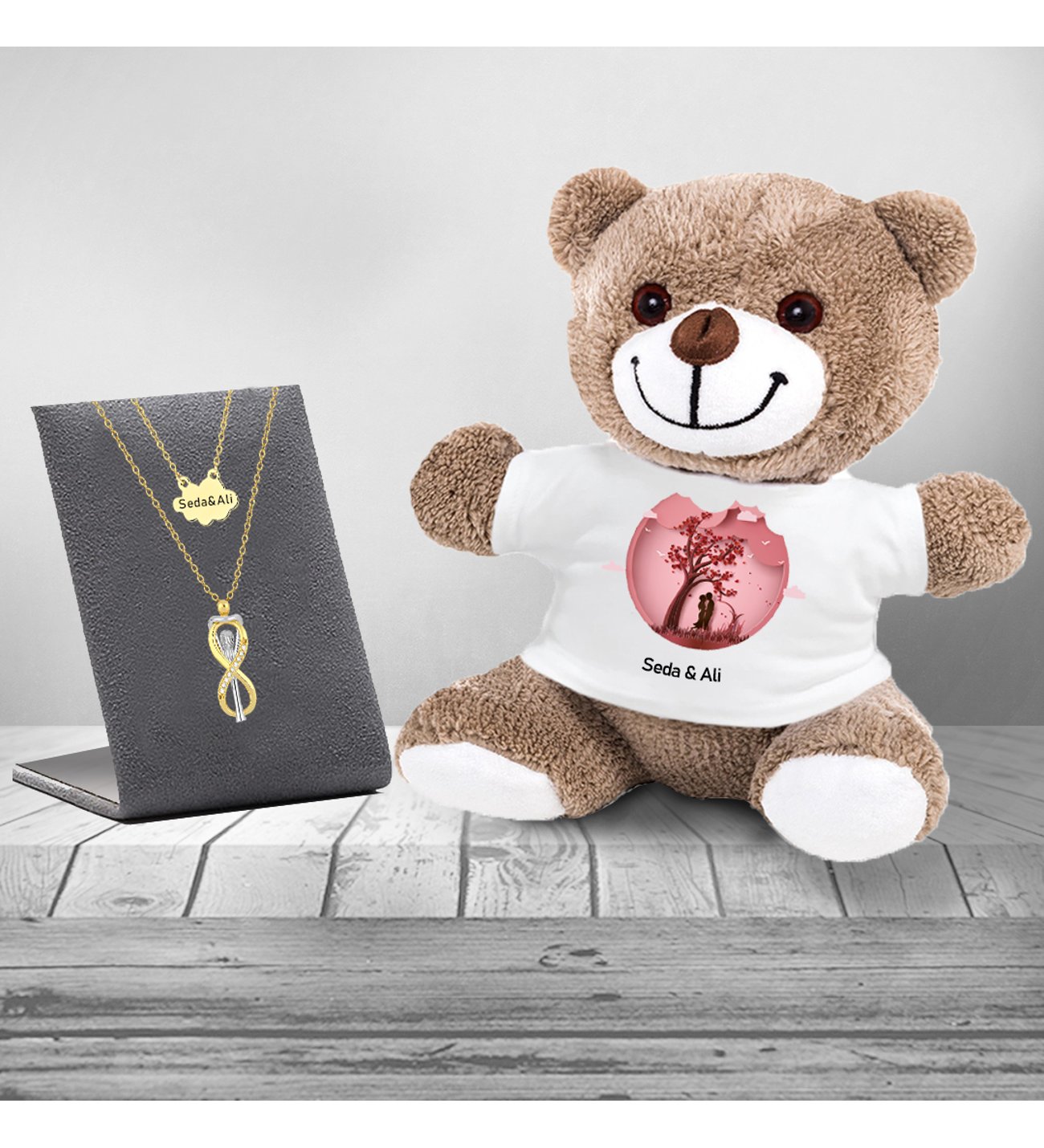 Kişiye Özel Üç Boyut Baskılı Peluş Sonsuzluk Çifti Kolye Kişiye Özel Üç Boyut Baskılı Peluş Sonsuzluk Çifti Kolye