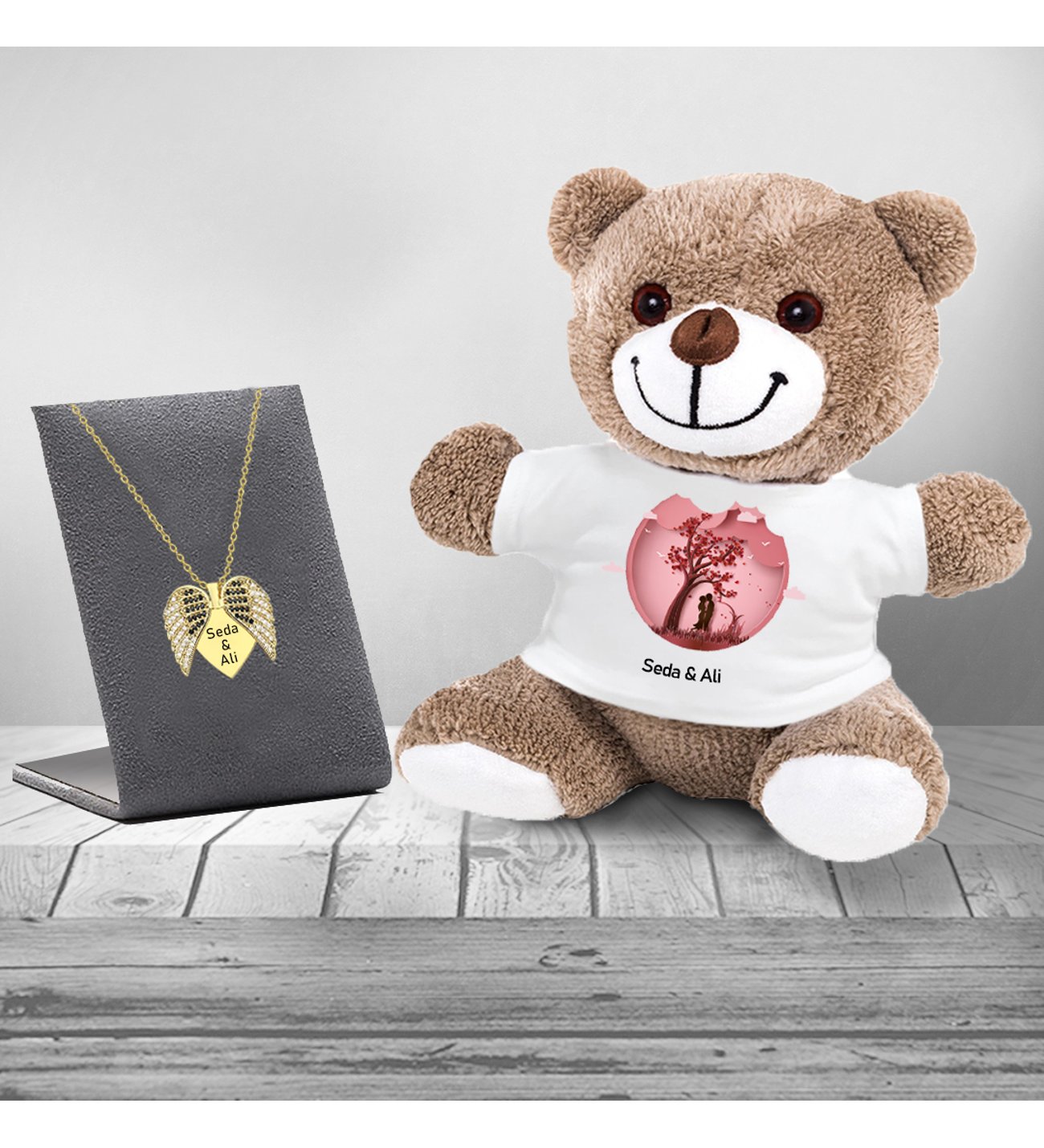 Kişiye Özel Üç Boyutlu Peluş Açılır Melek Kanadı Kolye