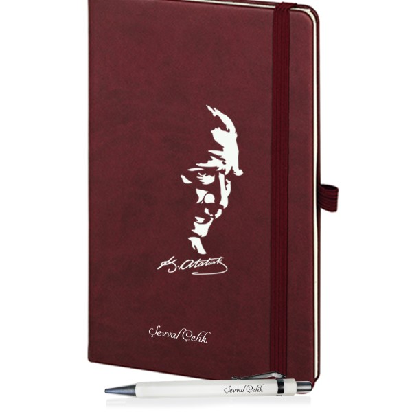 Kişiye Özel UV Baskılı 10' lu Öğretmenler Günü Temalı Atatürk Siluletli  Defter & Beyaz  Kalem ve En İyi Öğretmen  Kupa Seti